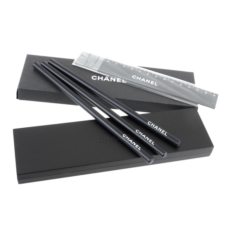 Chanel Chanel Black Pencils And Ruler Set Case
