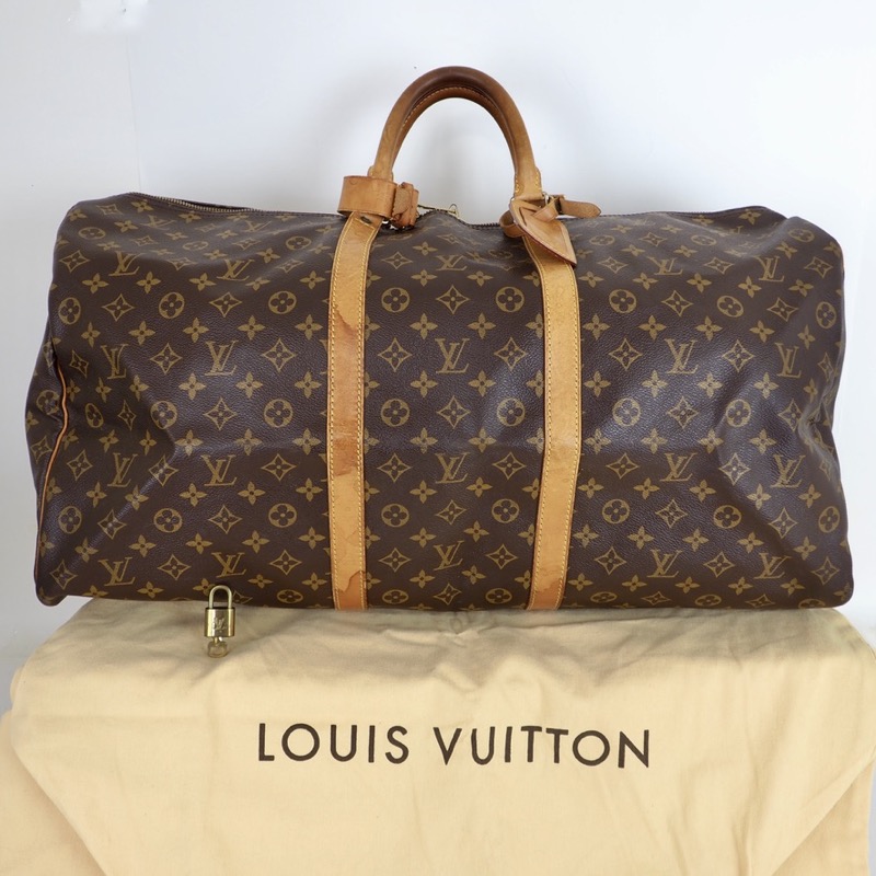 Vintage Louis Vuitton Keepall 60 Monogram Duffle Full Set M41422 Hand Bag