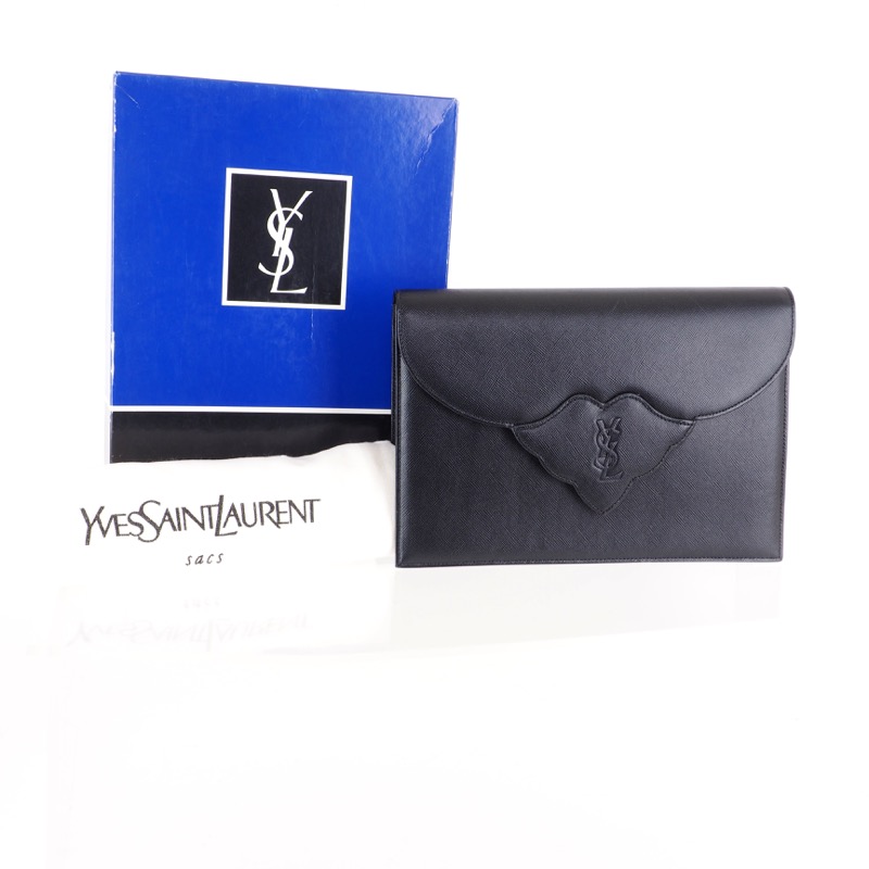Vintage Yves Saint Laurent Pristine Excellent Black YSL Clutch Bag ...