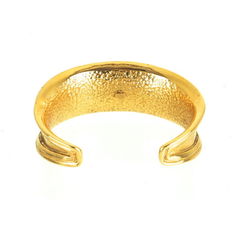 Vintage Chanel Gold Plated Excellent Wide Cuff Bangle Bracelet - Nina ...