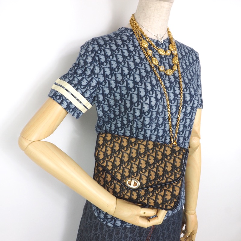 Vintage 1980s Rare Dior Trotter Boston tote bag in blue – We love Vintage