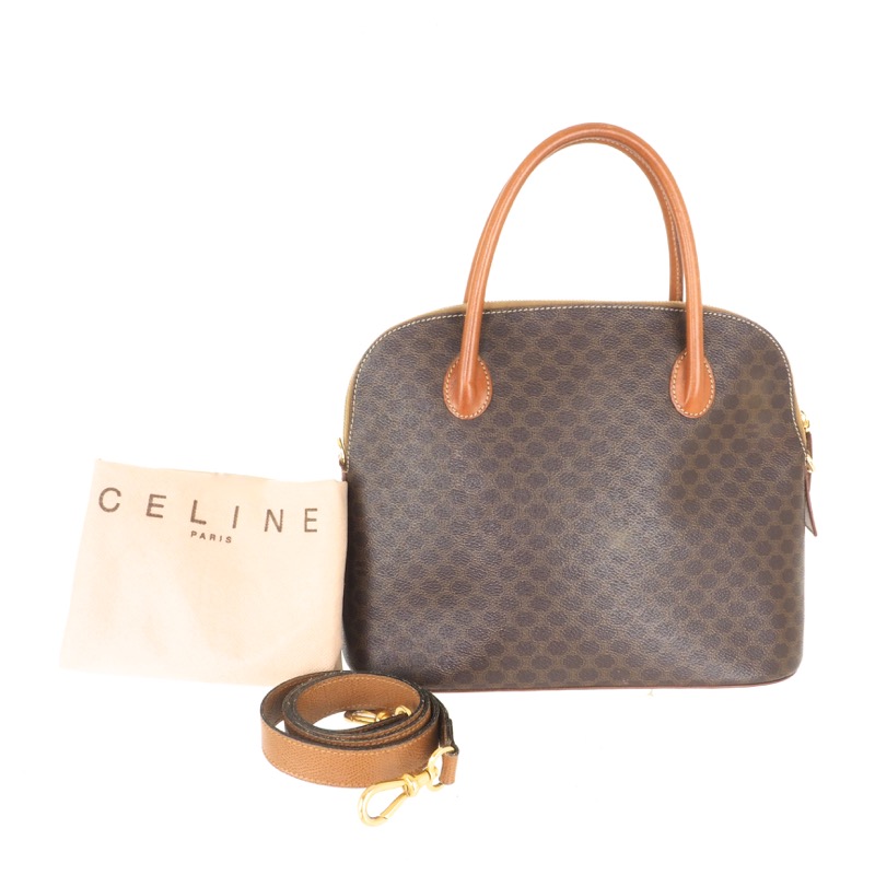 Vintage Celine Macadam Round Handle Strap Hand Bag - Nina Furfur