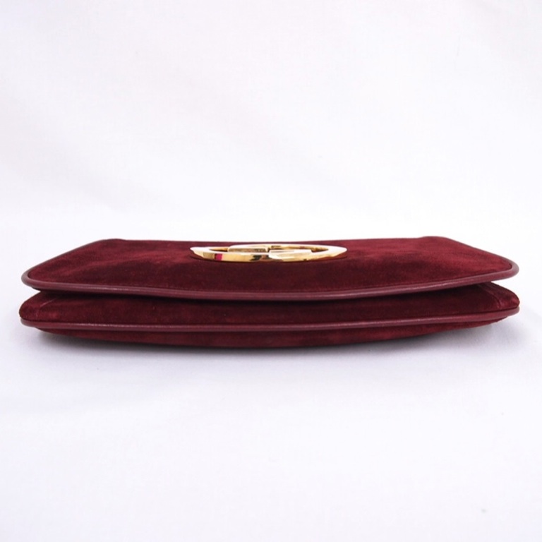 Vintage Gucci Romantic Burgundy Red Gold Huge GG Medallion Clutch Bag ...